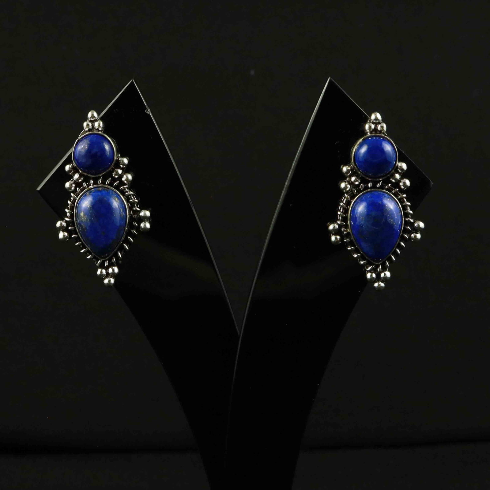 Natural Lapis Lazuli Sterling Silver Plated Handmade Stud Earring: Product ID: 260522121734 Product - Handmade Silver Plated Stud Earring Metal - 92.5 Sterling Silver Plated Earring Type - Stud Gemstone - Natural Lapis Lazuli Gemstone Origin - Afghanistan Gemstone Si