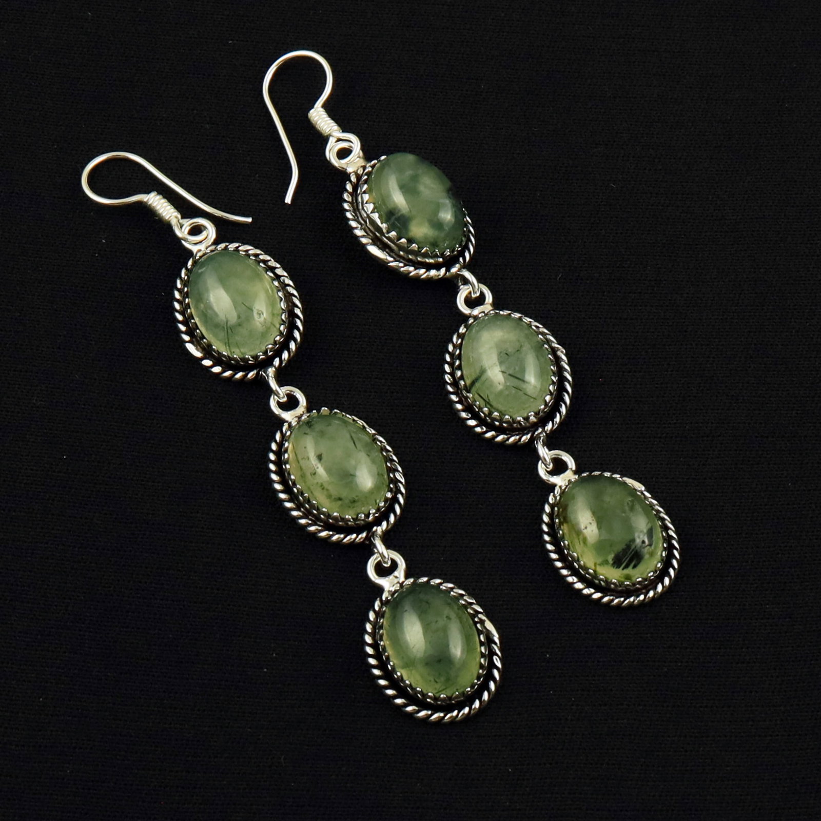 Natural Prehnite Sterling Silver Plated Handmade Stud Earring: Product ID: 260702145631 Product - Handmade Silver Plated Stud Earring Metal - 92.5 Sterling Silver Plated Earring Type - Stud Gemstone - Prehnite Gemstone Origin - United States Gemstone Size - 10X14