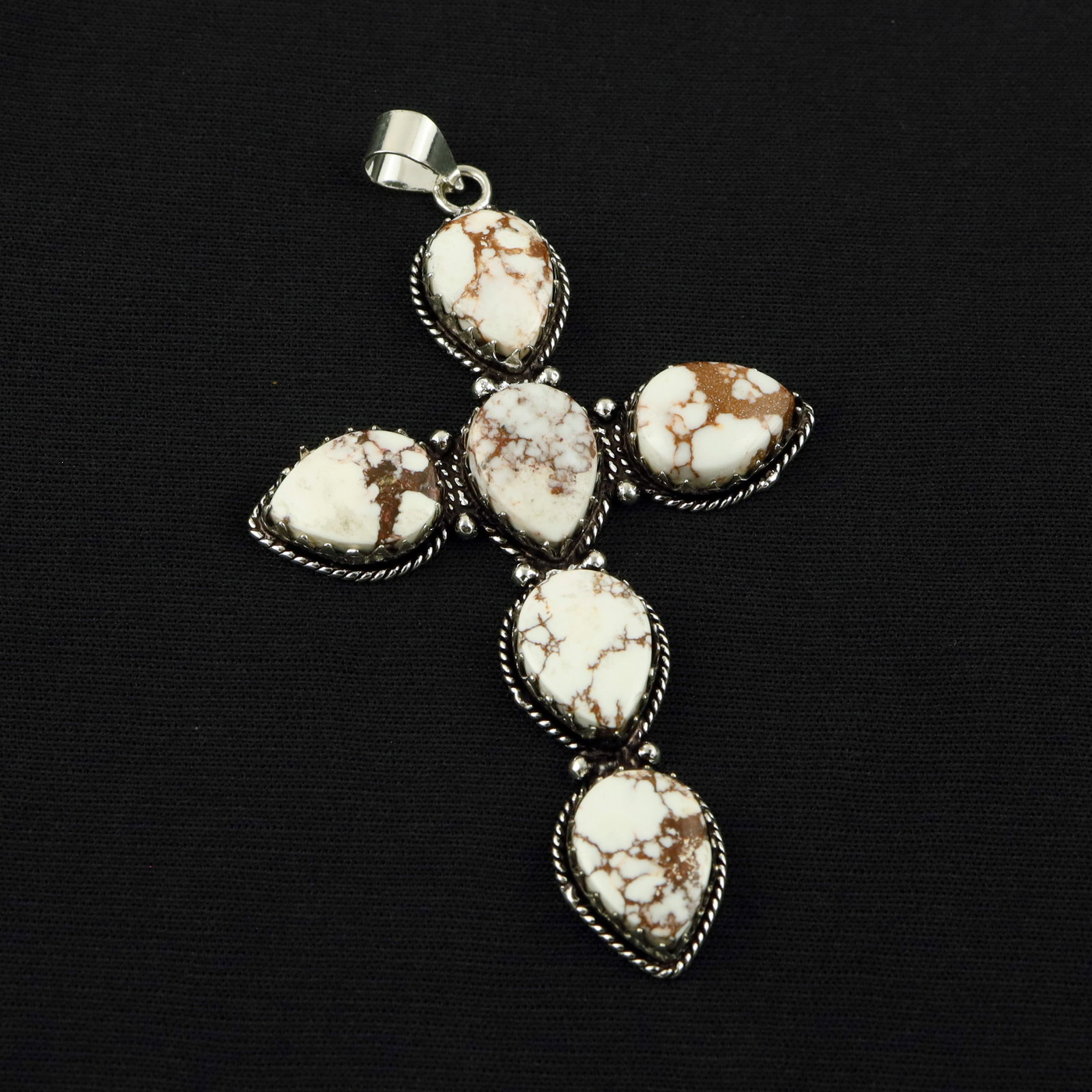 Natural Wild Horse Sterling Silver Plated Handmade Cross Pendant: Product ID: 260519130844 Product - Handmade Silver Plated Pendant Metal - 92.5 Sterling Silver Plated Pendant Size - 3.5x2 Inch Gemstone - Wild Horse Gemstone Origin - United States Gemstone Size - 12