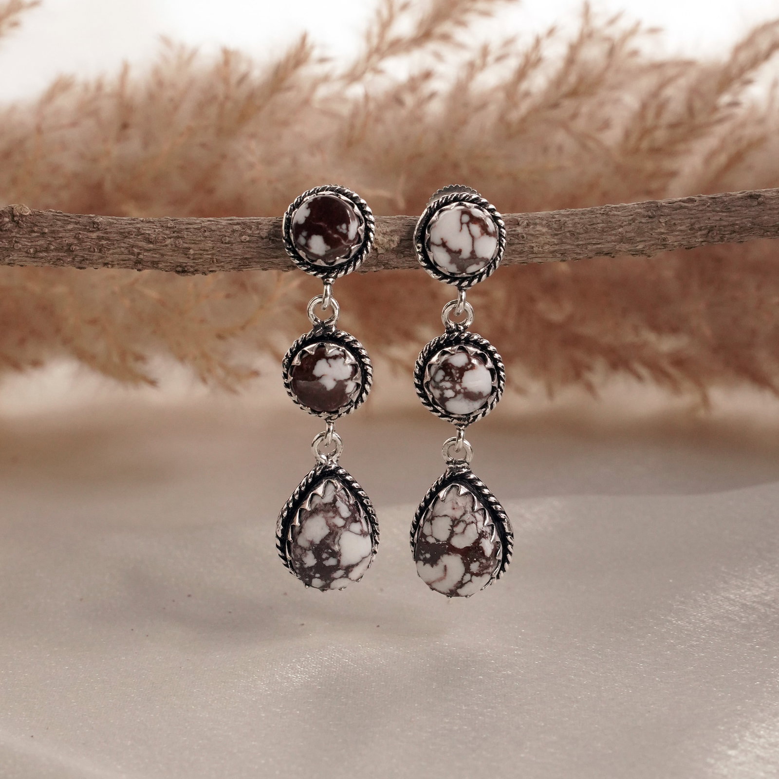 Natural Wild Horse Sterling Silver Plated Handmade Stud Earring: Product ID: 260502130147 Product - Handmade Silver Plated Stud Earring Metal - 92.5 Sterling Silver Plated Earring Type - Stud Gemstone - Wild Horse Gemstone Origin - United States Gemstone Size -10X1