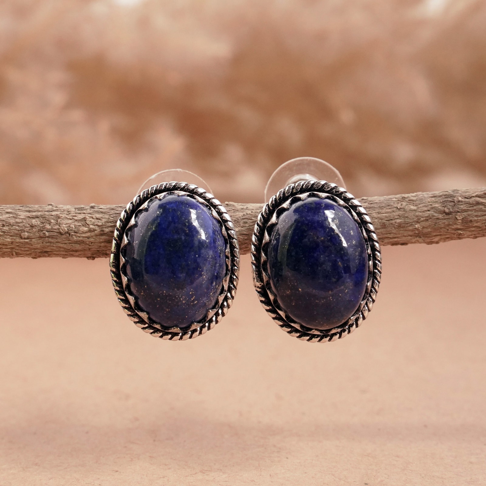 Natural Lapis Lazuli Sterling Silver Plated Handmade Stud Earring: Product ID: 260501130121 Product - Handmade Silver Plated Stud Earring Metal - 92.5 Sterling Silver Plated Earring Type - Stud Gemstone - Lapis Lazuli Gemstone Origin - Afghanistan Gemstone Size - 12X