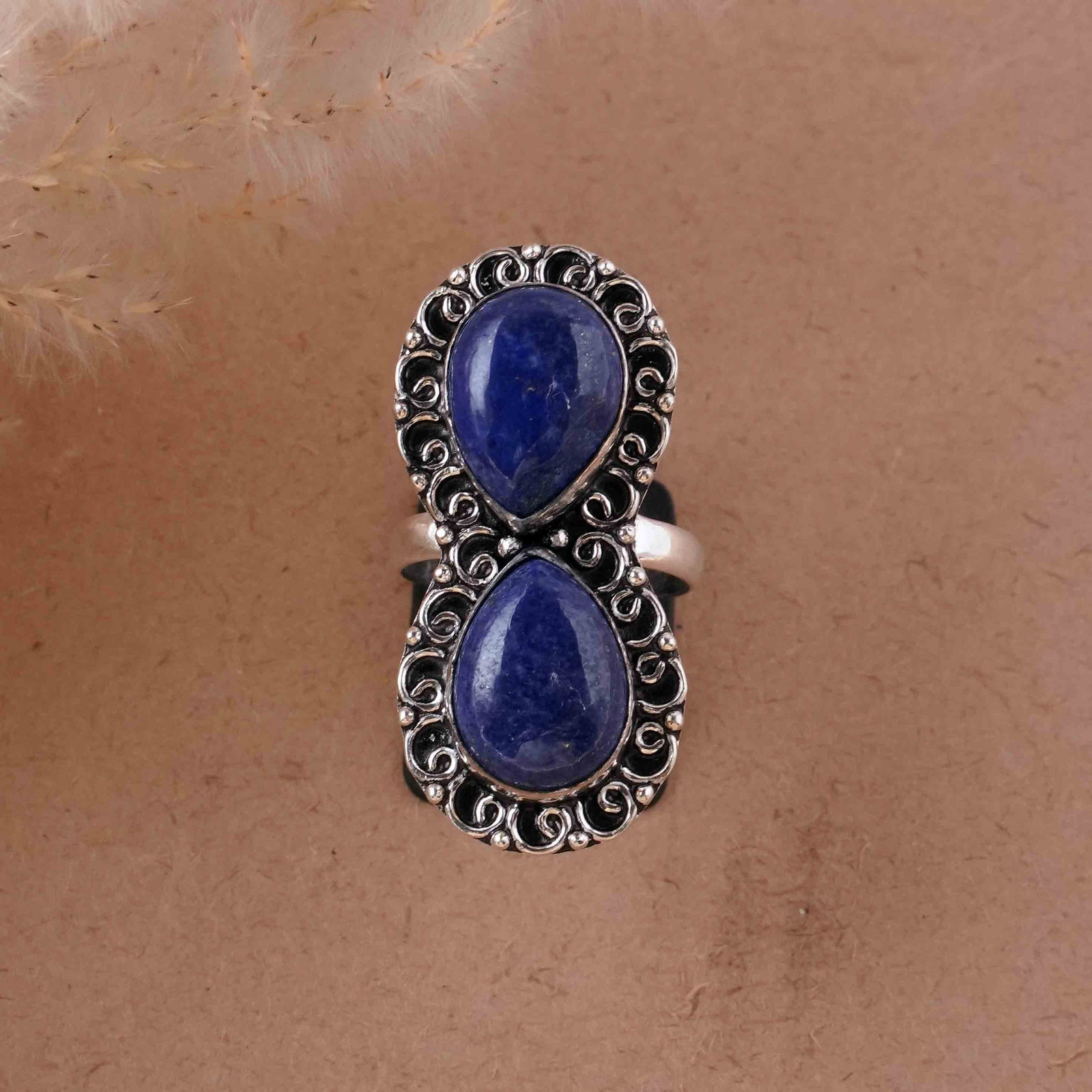Natural Lapis Lazuli Sterling Silver Plated Handmade Ring - 10MM: Product ID: 260430125631 Product - Handmade Silver Plated Ring Metal - 92.5 Sterling Silver Plated Ring Size - 10MM Gemstone - Lapis Lazuli Gemstone Origin - Afghanistan Gemstone Size - 12X16 MM ( 2 S