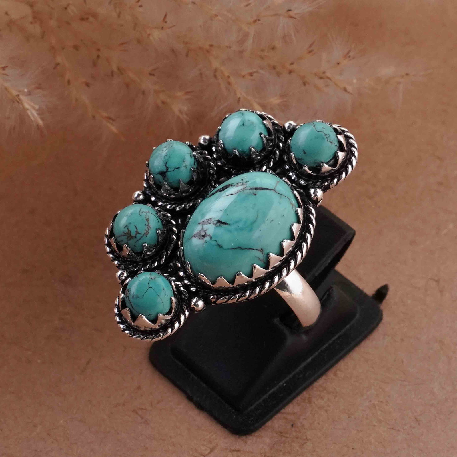 Natural Turquoise Sterling Silver Plated Handmade Ring - 6MM (1 of 3)