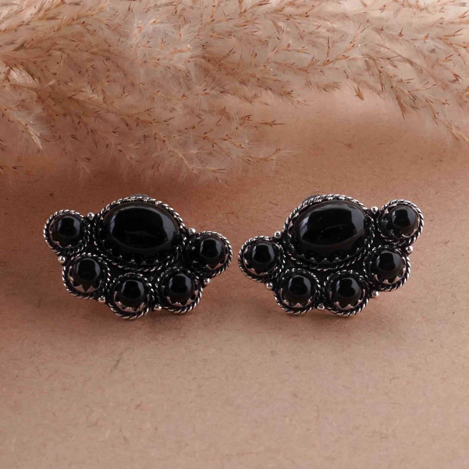 Natural Black Onyx Sterling Silver Plated Handmade Stud Earring: Product ID: 260418103546 Product - Handmade Silver Plated Stud Earring Metal - 92.5 Sterling Silver Plated Earring Type - Stud Gemstone - Black Onyx Gemstone Origin - India Gemstone Size - 10X14 MM ( 