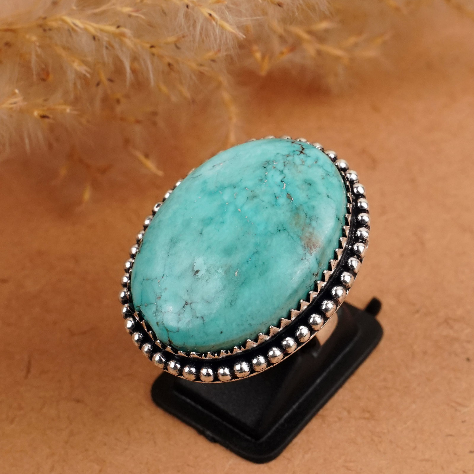 Natural Turquoise Sterling Silver Plated Handmade Big Ring - 7MM: Product ID: 260409144638 Product - Handmade Silver Plated Ring Metal - 92.5 Sterling Silver Plated Ring Size - 7MM Gemstone - Turquoise Gemstone Origin - Tibet Gemstone Size - 12X16 MM Gemstone Shape 