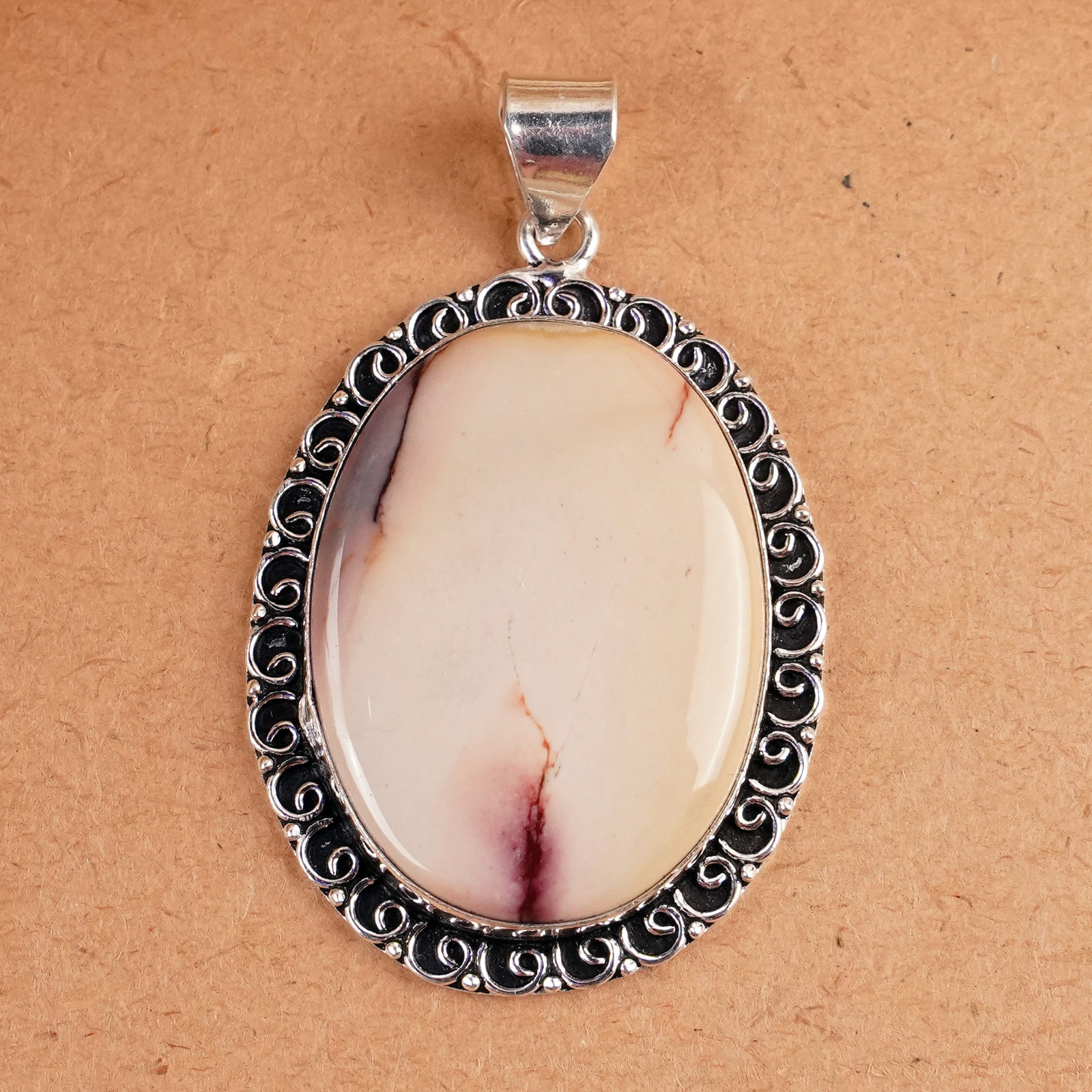 Natural Exotica Jasper Sterling Silver Plated Handmade Pendant: Product ID: 260407161955 Product - Handmade Silver Plated Pendant Metal - 92.5 Sterling Silver Plated Pendant Size - 4.5x3.5 CM Gemstone - Exotica Jasper Gemstone Origin - Mexico Gemstone Shape - Oval