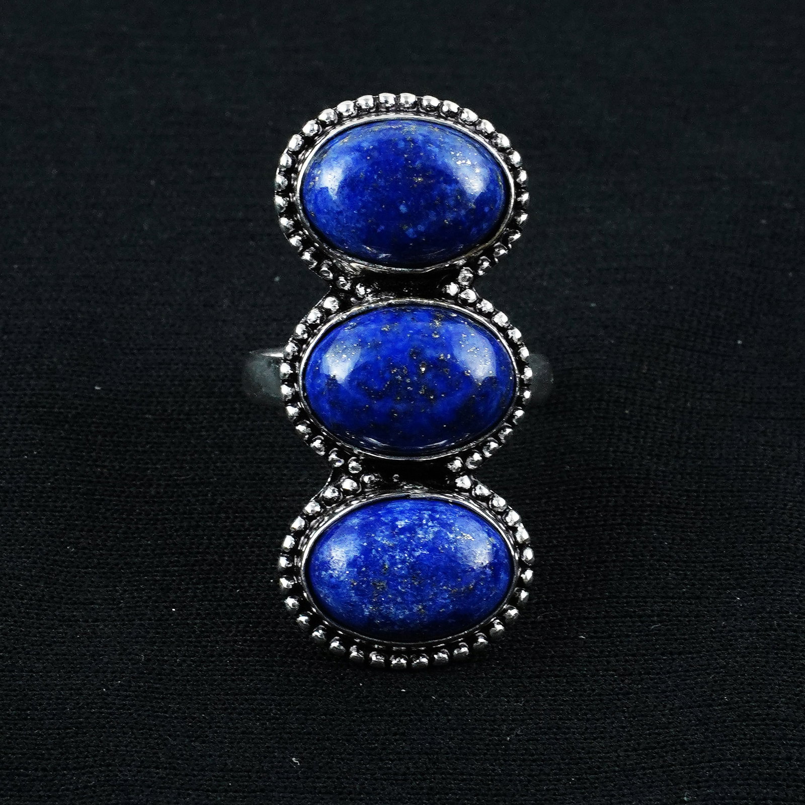 Natural Lapis Lazuli Sterling Silver Plated Handmade Ring - 9MM: Product ID: 260404171634 Product - Handmade Silver Plated Ring Metal - 92.5 Sterling Silver Plated Ring Size - 9 MM Gemstone - Lapis Lazuli Gemstone Origin - Afghanistan Gemstone Size - 10X14 MM ( 3 S