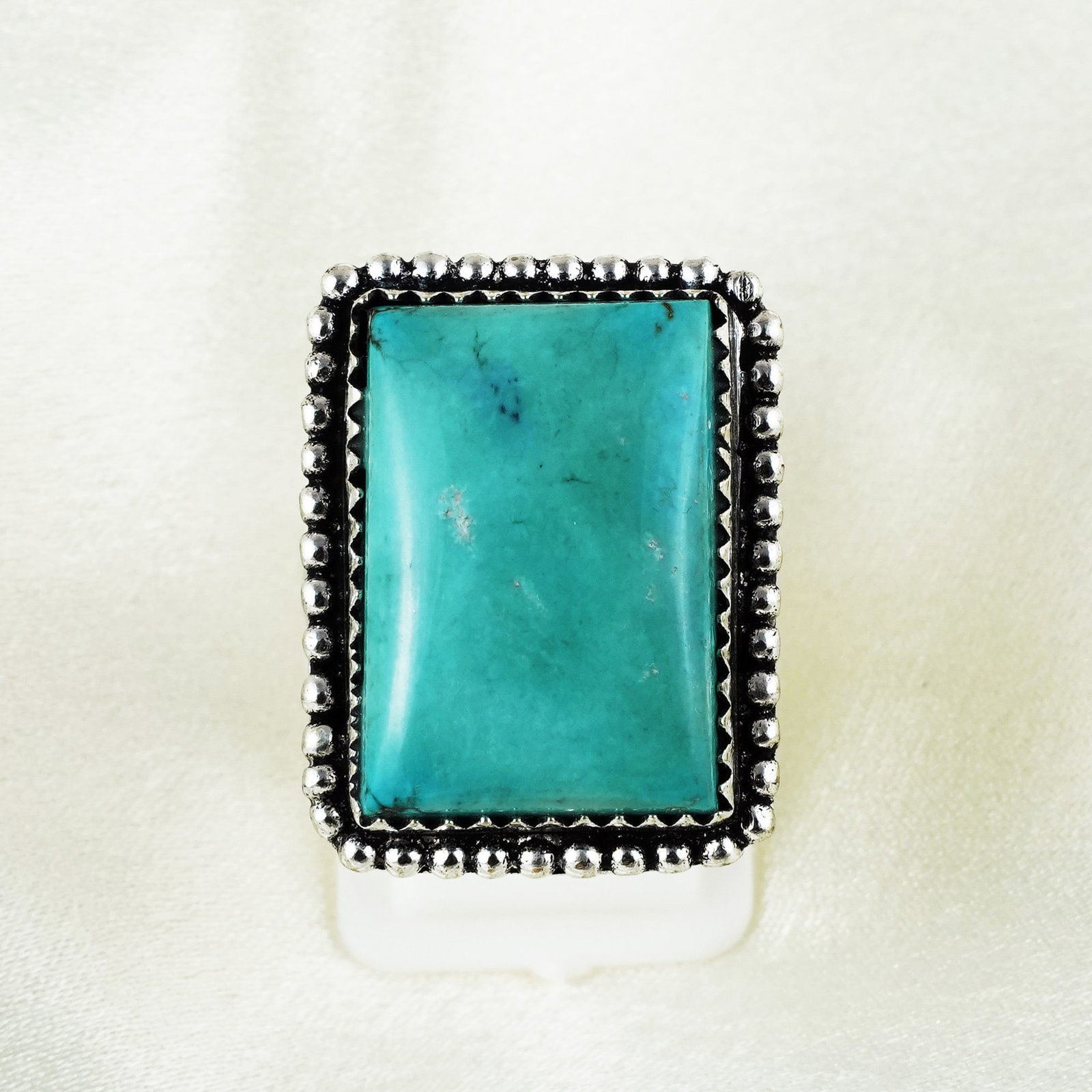 Natural Turquoise Sterling Silver Plated Handmade Ring - 8.5MM: Product ID: 260401153822 Product - Handmade Silver Plated Ring Metal - 92.5 Sterling Silver Plated Ring Size - 8.5MM Gemstone - Turquoise Gemstone Origin - Tibet Gemstone Size - 12X16 MM Gemstone Shap