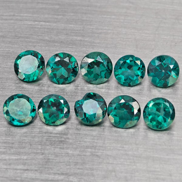 Natural Bluish Green Topaz Gemstones 3.34 Ct. 10 Pcs. Round Shape 4.2 Mm.: Product ID: 807168884 Product Name: Natural Topaz Weight: 3.34 CT. Size: 4.2 x 4.2 x 2.7 MM. Shape: Round Color: Bluish Green Clarity:SI1 Luster: Good Gems Origin: Brazil Treatment: Treated Crystal St