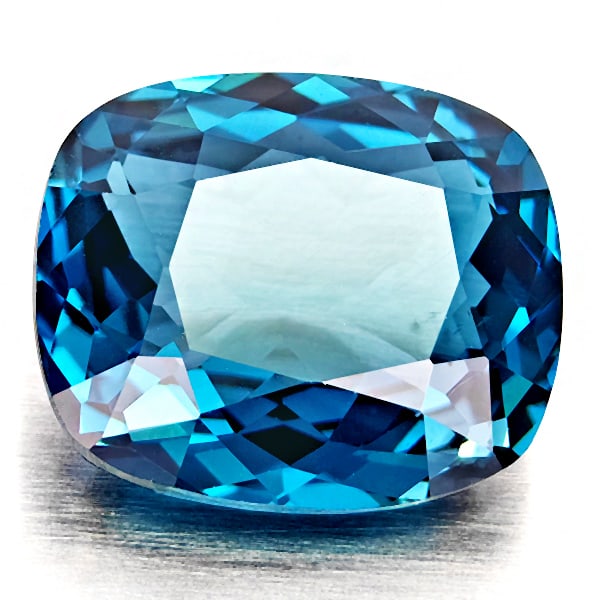 Natural London Blue Topaz Gemstones 5.17 Ct. Cushion Shape 11.2 x 9.4 Mm. (1 of 3)