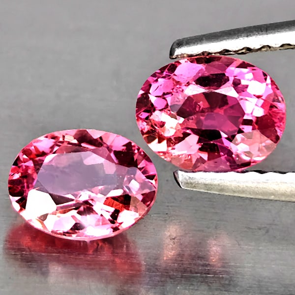 Natural Pink Tourmaline Gemstones 1.38 Ct. 2 Pcs. Oval Shape 6.4 x 5.2 Mm.: Product ID: 807251259 Product Name: Natural Gemstones Weight: 1.38 CT. Size: 6.4 x 5.2 x 3.6 MM. Shape: Oval Shape Color: Pink Clarity:SI1 Luster: Good Gems Origin: Nigeria Treatment: Unheated Crystal