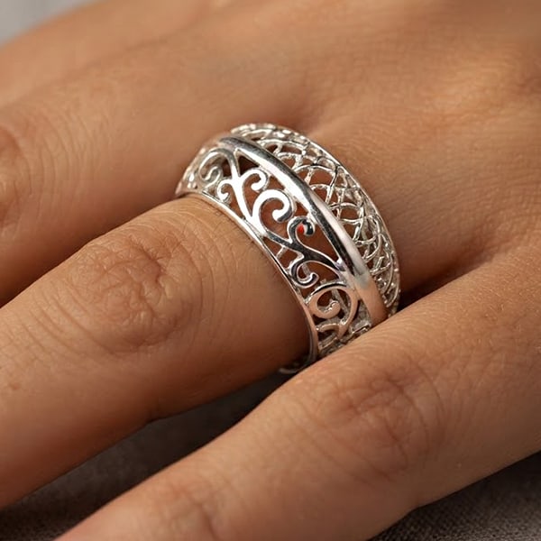 925 Sterling Silver Ring Jewelry 3.52 Grams Beautiful Design Size 7 (1 of 3)