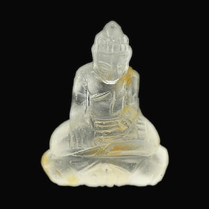 Natural Yellow White Quartz Gemstones 68.93 Ct. Buddha Carving Shape 42 x 30 Mm. (1 of 3)