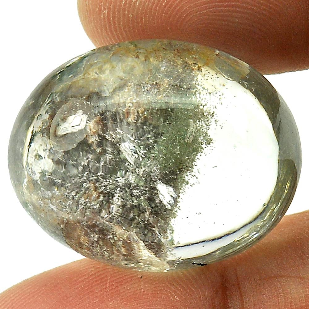 Natural Brown White Moss Quartz Gemstones 51.55 Ct. Oval Cabochon Shape 26 x 20 Mm.: Product ID: 805529237 Product Name: Natural Quartz Weight: 51.55 CT. Size: 26 x 20 x 14.6 MM. Shape: Oval Cabochon Color: White Clarity:Semi - Transparent Luster: Good Gems Origin: Thailand Treatment: