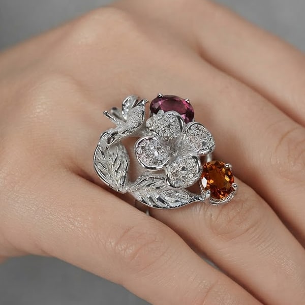 Natural Pink and Yellow Tourmaline Gemstones 925 Sterling Silver Ring Jewelry 9.22 Grams Size 8: Product ID: 200106489 Product Type: 925 Sterling Silver Fine Jewelry Jewelry Weight: 9.22 Grams. Ring Size: 8 Resizable(Fee) Gemstones Color: Pink Metal: Solid Silver 92.5%. Gemstone Detail: Center: N