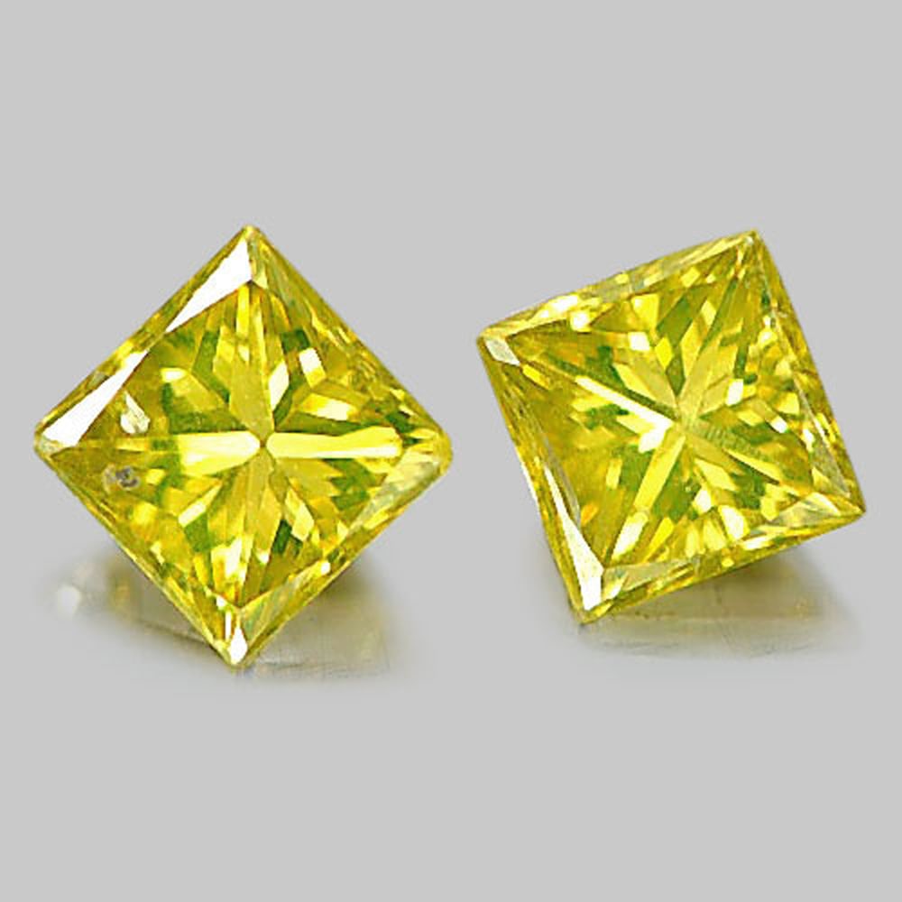 Natural Yellow Loose Diamond 0.36 Ct. 2 Pcs. Baguette Princess Cut 3.2 x 3.1 Mm.: Product ID: 802102988 Product Name: Natural Enhanced Diamond Weight: 0.36 CT. Size: 3.2 x 3.1 x 2.2 MM. Shape: Baguette Princess Cut Color: Yellow Clarity:SI1 Luster: Scintillating Gems Origin: Belgiu