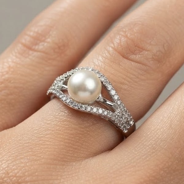 Natural White Pearl 925 Sterling Silver Ring Jewelry 3.26 Grams Size 7 (1 of 3)