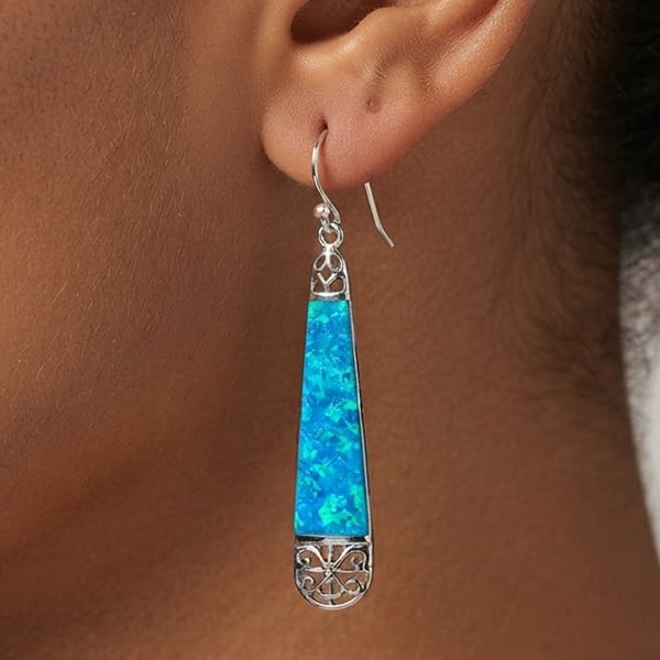925 Sterling Silver Earrings Jewelry 3.69 Grams with Multi Color Blue Green Created Opal: Product ID: 200108249 Product Type: 925 Sterling Silver Fine Jewelry Jewelry Weight: 3.69 Grams. Gemstones Color: Multi-Color Metal: Solid Silver 92.5%. Gemstone Detail: At Your Service: At Treasure o