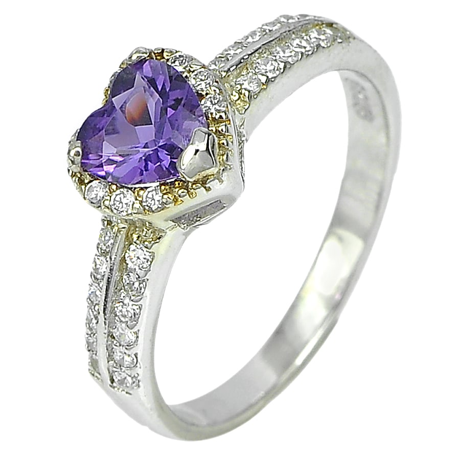 Natural Purple Amethyst Gemstones 925 Sterling Silver Jewelry 2.56 Grams Ring Size 7 (1 of 3)