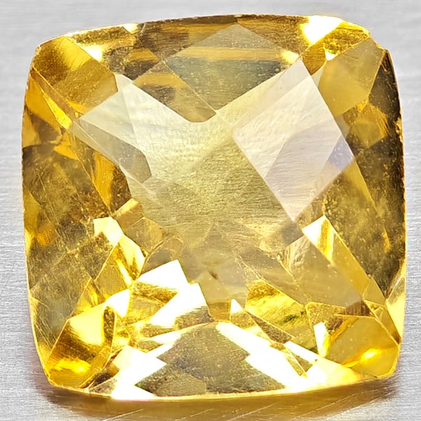 Natural Yellow Citrine Gemstones 2.10 Ct. Cushion Checkerboard Cut 8.2 x 8.2 Mm.: Product ID: 801815295 Product Name: Natural Citrine Weight: 2.10 CT. Size: 8.2 x 8.2 x 5.1 MM. Shape: Cushion Checkerboard Cut Color: Yellow Clarity:VVS - VSI Luster: Good Gems Origin: Brazil Treatmen