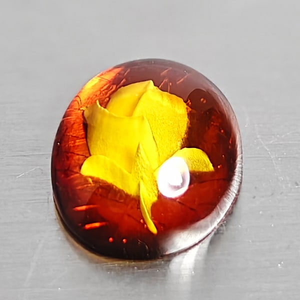 Natural Yellow Amber Gemstones 0.90 Ct. Formed On Trees And Carving With Flowers Three Dimensional (1 of 3)