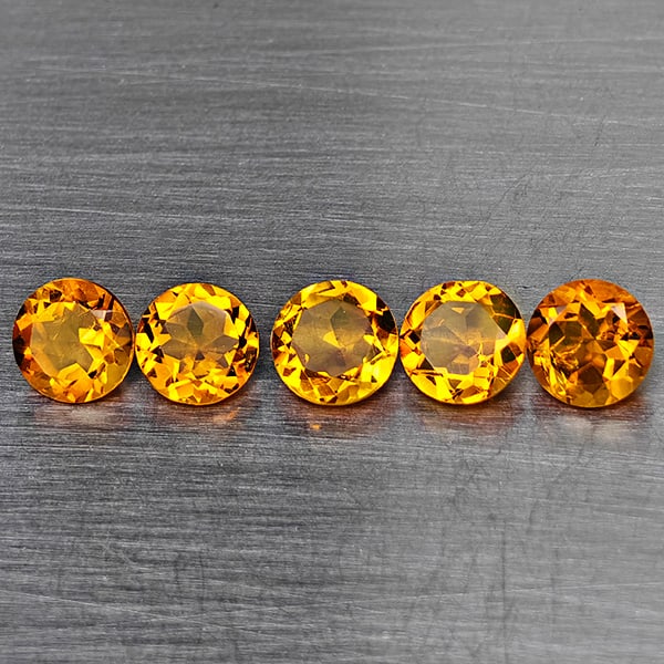 Natural Yellow Citrine Gemstones 1.94 Ct. 5 Pcs Round Shape 5.1 Mm.: Product ID: 801815549 Product Name: Natural Gemstones Weight: 1.94 CT. Size: 5.1 x 5.1 x 3.3 MM. Shape: Round Color: Yellow Clarity:VSI Luster: Good Gems Origin: Brazil Treatment: Unheated Crystal Str