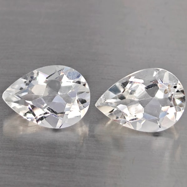 Natural White Quartz Gemstone 3.68 Ct. 2 Pcs Pear Shape 10.2 x 7.3 Mm.: Product ID: 805530251 Product Name: Natural Quartz Weight: 3.68 CT. Size: 10.2 x 7.3 x 5.3 MM. Shape: Pear Shape Color: White Clarity:SI1 Luster: Good Gems Origin: Brazil Treatment: Unheated Crystal S