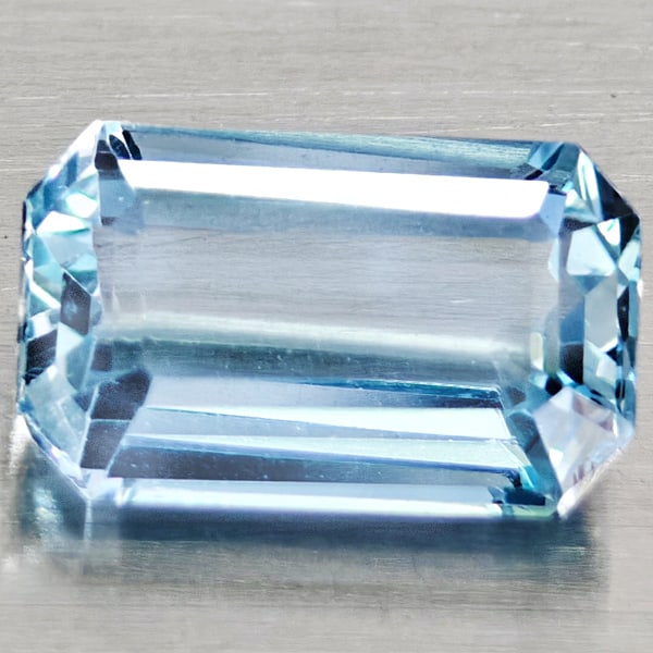 Natural Light Blue Aquamarine Gemstones 1.21 Ct. Octagon Shape 8.5 x 5.5 Mm.: Product ID: 800812217 Product Name: Natural Aquamarine Weight: 1.21 CT. Size: 8.5 x 5.5 x 3.3 MM. Shape: Octagon Color: Light Blue Clarity:VSI - SI1 Luster: Good Gems Origin: Brazil Treatment: Unheate