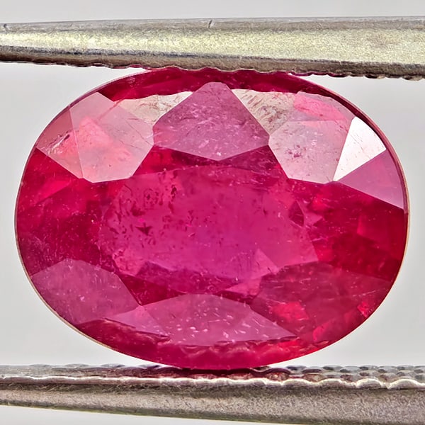 Natural Purplish Red Ruby Gemstones 2.99 Ct. Oval Shape 9.3 x 7.3 Mm.: Product ID: 805935560 Product Name: Natural Ruby Weight: 2.99 CT. Size: 9.3 x 7.3 x 4.9 MM. Shape: Oval Color: Purplish Red Clarity:VSI Luster: Good Gems Origin: Madagascar Treatment: Heated (Lead-gla