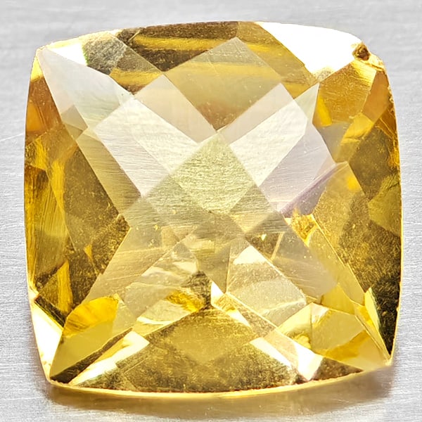 Natural Yellow Citrine Gemstones 1.97 Ct. Cushion Checkerboard Cut 8.2 x 8.2 Mm.: Product ID: 801815305 Product Name: Natural Citrine Weight: 1.97 CT. Size: 8.2 x 8.2 x 4.9 MM. Shape: Cushion Checkerboard Cut Color: Yellow Clarity:VVS - VSI Luster: Good Gems Origin: Brazil Treatmen