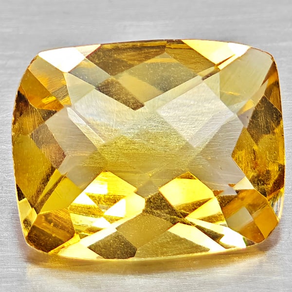 Natural Yellow Citrine Gemstones 2.65 Ct. Cushion Checkerboard Cut 10.2 x 8.2 Mm.: Product ID: 801815303 Product Name: Natural Citrine Weight: 2.65 CT. Size: 10.2 x 8.2 x 5.2 MM. Shape: Cushion Checkerboard Cut Color: Yellow Clarity:VVS - VSI Luster: Good Gems Origin: Brazil Treatme