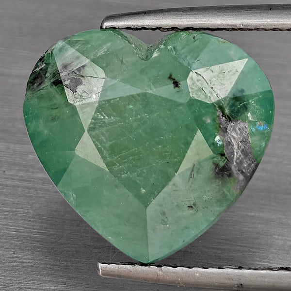 Natural Green Blueish Grandidierite Gemstones 7.38 Ct. Heart Shape 13.9 x 13 Mm. (1 of 3)