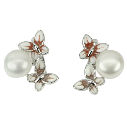 Natural White Pearl with 925 Sterling Silver Earrings Jewelry 4.58 Grams: Product ID: 281070627 Product Type: 925 Sterling Silver Fine Jewelry Jewelry Weight: 4.58 Grams. Gemstones Color: White Metal: Solid Silver 92.5%. Gemstone Detail: Butterfly Multi-Color Enamel. Round 