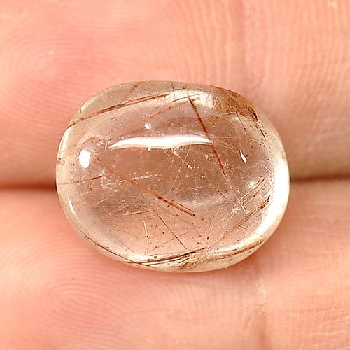 Natural White Brown Rutilated Quartz Gemstones 11.44 Ct. Oval Cabochon Shape 15.9 x 12.9 Mm.: Product ID: 805524776 Product Name: Natural Quartz Weight: 11.44 CT. Size: 15.9 x 12.9 x 7.8 MM. Shape: Oval Cabochon Color: White Brown Clarity:Semi - Transparent Luster: Good Gems Origin: Thailand T