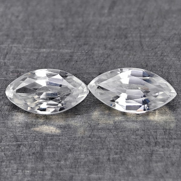Natural White Zircon Gemstones 2.03 Ct. 2 Pcs. Marquise Shape 8.2 x 4.1 Mm.: Product ID: 807742915 Product Name: Natural Zircon Weight: 2.03 CT. Size: 8.2 x 4.1 x 2.9 MM. Shape: Marquise Shape Color: White Clarity:VSI Luster: Good Gems Origin: Cambodia Treatment: Heated Crysta
