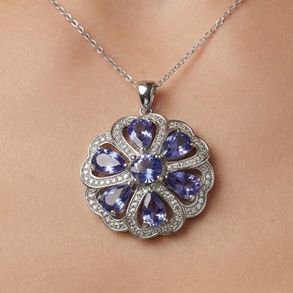 Natural Purple Tanzanite Gemstones with 925 Sterling Silver Pendant Jewelry 5.40 Grams: Product ID: 808500366 Product Type: 925 Sterling Silver Fine Jewelry Jewelry Weight: 5.40 Grams. Gemstones Color: Purple Metal: Solid Silver 92.5%. Gemstone Detail: Tanzanite At Your Service: At Treas