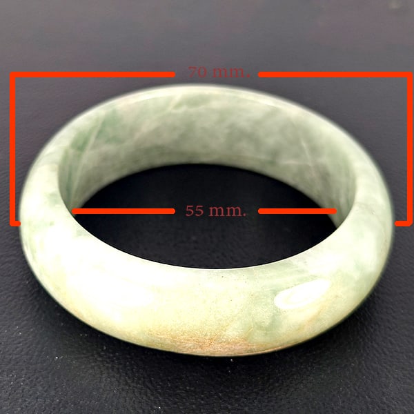 Natural Multi Color Green Jade Gemstones 343.15 Ct. Bangle Round Cabochon Shape 70 x 55 Mm.: Product ID: 819816320 Product Name: Natural Jade Weight: 343.15 CT. Size: 70 x 55 MM. Shape: Round Shape Color: Multi-Color Clarity:Opaque Luster: None Gems Origin: Thailand Treatment: Unheated Crysta