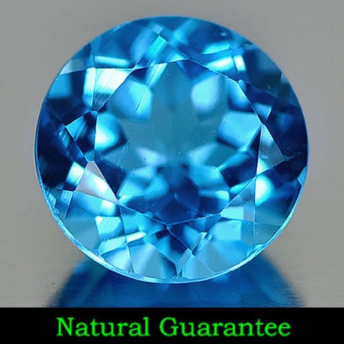 Natural Swiss Blue Topaz Gemstones 3.42 Ct. Round Shape 9.2 Mm.: Product ID: 807158448 Product Name: Natural Blue Topaz Weight: 3.42 CT. Size: 9.2 x 9.2 x 5.8 MM. Shape: Round Color: Swiss Blue Clarity:IF Luster: Very Good Gems Origin: Brazil Treatment: Treated Cry