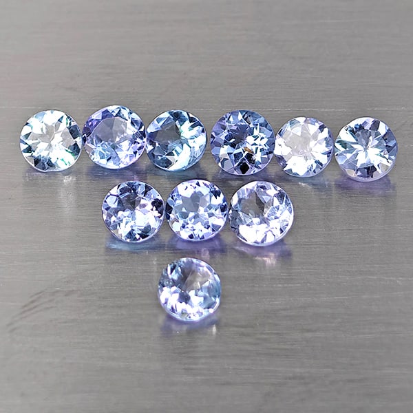 Natural Violetish Blue Tanzanite Gemstones 1.77 Ct. 10 Pcs. Round Shape 3.7 Mm.: Product ID: 807015081 Product Name: Natural Weight: 1.77 CT. Size: 3.7 x 3.7 x 2.2 MM. Shape: Round Color: Violetish Blue Clarity:VSI Luster: Good Gems Origin: Tanzania Treatment: Heated Crystal Struc