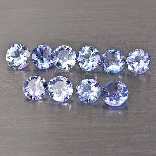 Natural Violetish Blue Tanzanite Gemstones 1.56 Ct. 10 Pcs. Round Shape 3.6 Mm.: Product ID: 807015079 Product Name: Natural Weight: 1.56 CT. Size: 3.6 x 3.6 x 2.2 MM. Shape: Round Color: Violetish Blue Clarity:VSI Luster: Good Gems Origin: Tanzania Treatment: Heated Crystal Struc