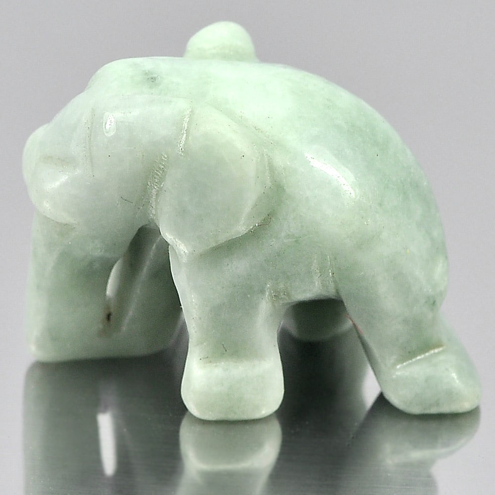 Natural Green Jade Gemstones 46.43 Ct. Elephant Carving 25 x 18 Mm. (1 of 3)