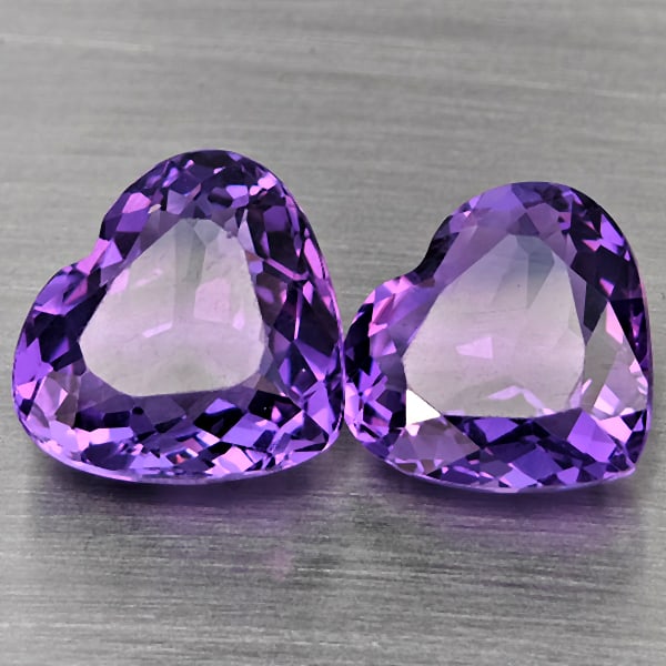 Natural Purple Amethyst Gemstones 7.69 Ct. 2 Pcs. Heart Shape 11.5 x 10.5 Mm.: Product ID: 800325628 Product Name: Natural Amethyst Weight: 7.69 CT. Size: 11.5 x 10.5 x 6.4 MM. Shape: Heart Shape Color: Purple Clarity:VSI Luster: Good Gems Origin: Brazil Treatment: Unheated Crys