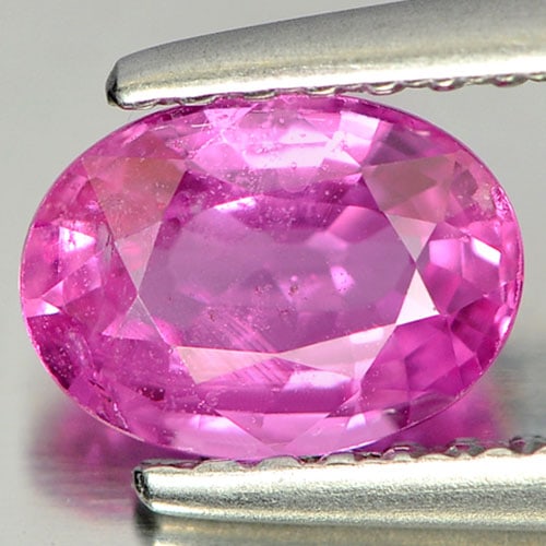 Natural Pink Sapphire Gemstones 0.92 Ct. Oval Shape 7 x 5 Mm.: Product ID: 806147100 Product Name: Natural Pink Sapphire Weight: 0.92 CT. Size: 7 x 5 x 3 MM. Shape: Oval Color: Pink Clarity:SI1 Luster: Good Gems Origin: Madagascar Treatment: Heated Crystal Struct
