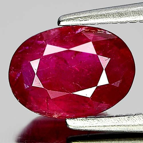 Natural Purplish Pink Ruby Gemstones 1.25 Ct. Oval Shape 8 x 5.8 Mm.: Product ID: 805927053 Product Name: Natural Ruby Weight: 1.25 CT. Size: 8 x 5.8 x 2.9 MM. Shape: Oval Color: Purplish Pink Clarity:VSI Luster: Good Gems Origin: Tanzania Treatment: Heated (Lead-glass 