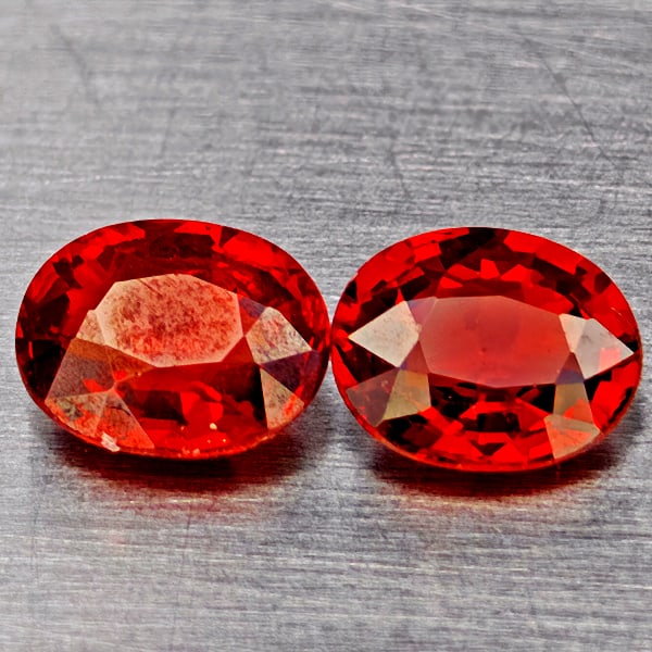 Natural Orange Red Spessartine Garnet Gemstones 1.35 Ct. 2 Pcs. Oval Shape 5.8 x 4.8 Mm.: Product ID: 802937110 Product Name: Natural Garnet Weight: 1.35 CT. Size: 5.8 x 4.8 x 2.6 MM. Shape: Oval Color: Orange Red Clarity:VVS Luster: Good Gems Origin: Namibia Treatment: Unheated Crystal St