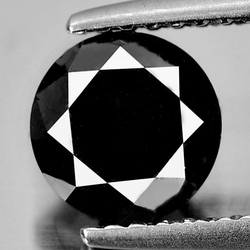 Natural Black Loose Diamond 1.55 Ct. Round Brilliant Cut 6.6 Mm.: Product ID: 802102306 Product Name: Natural Enhanced Diamond Weight: 1.55 CT. Size: 6.6 x 6.6 x 5 MM. Shape: Round Brilliant Cut Color: Black Clarity:Opaque Luster: Good Gems Origin: Belgium Treatment