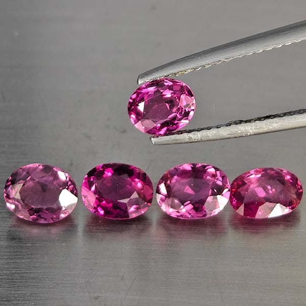 Natural Pink Tourmaline Gemstones 2.94 Ct. 5 Pcs. Oval Shape: Product ID: 807251424 Product Name: Natural Tourmaline Weight: 2.94 CT. Size: 6.6 x 5.1 x 3.5 to 6.1 x 4.9 x 3 MM. Shape: Oval Shape Color: Pink Clarity:SI1 Luster: Good Gems Origin: Nigeria Treatment