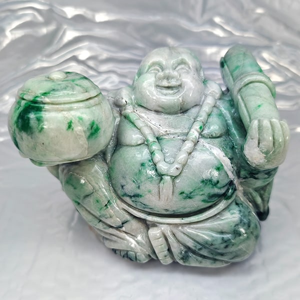 Natural Multi Color Genuine Jade Gemstones 7200 Ct. Very Rich Happy Buddha Carving Shape 155.5 x 125: Product ID: 819816162 Product Name: Natural Gemstones Weight: 7200.00 CT. Size: 155.5 x 125 x 80 MM. Shape: Caving Color: Multi-Color Green Clarity:Opaque Luster: Good Gems Origin: Thailand Treatment: