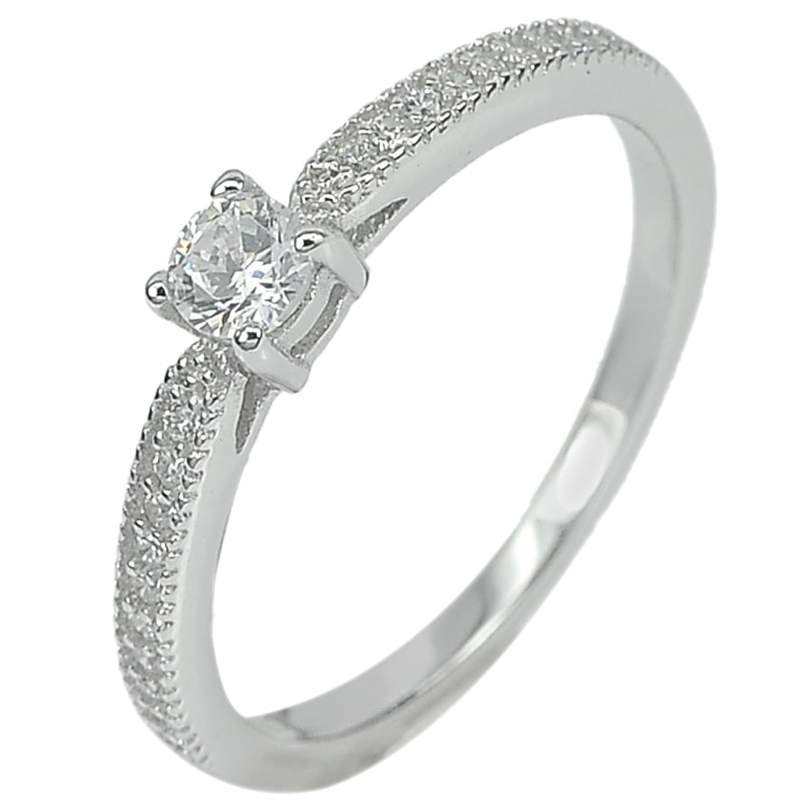 925 Sterling Silver Ring Jewelry White Gold Plated 1.58 Grams Size 7 (1 of 3)