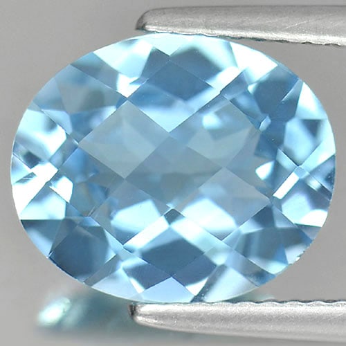 Natural Blue Topaz Gemstones 4.54 Ct. Oval Checkerboard Cut 11.7 x 9.7 Mm. (1 of 3)